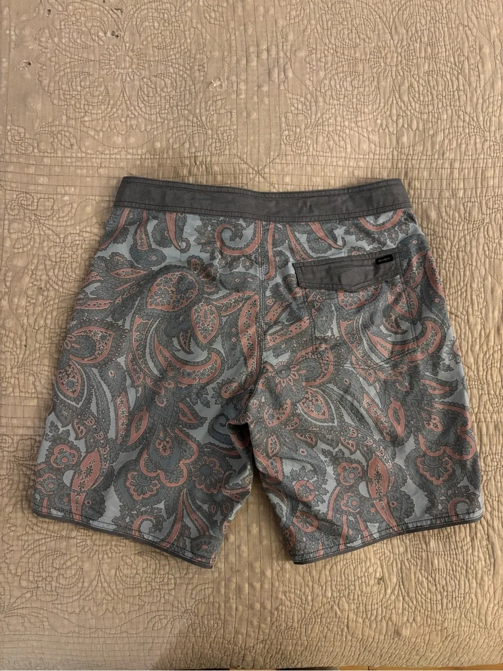 RVCA Men’s Gray & Rust Paisley Board Shorts